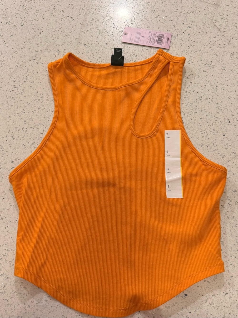Women’s Ribbed Asymmetrical Orange Tank Top